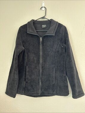Black Full-Zip Plush Fleece Jacket